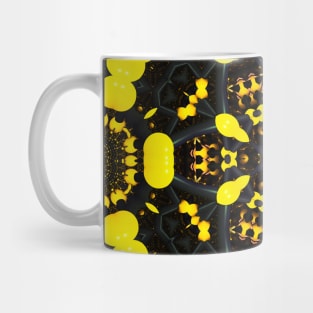 Yellow star print, kaleidoscope design Mug